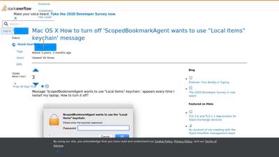Mac OS X How to turn off 'ScopedBookmarkAgent wants to use ...