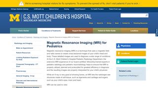 
Magnetic Resonance Imaging (MRI) for Pediatrics | CS Mott ...  
