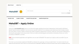 
                            5. MahaDBT – Maharashtra Scholarship Schemes 2018 – Apply Online - Scholarship Portal Login Maharashtra