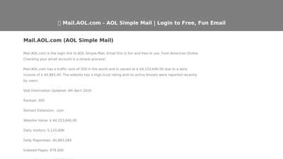️ Mail.AOL.com - AOL Simple Mail  Login to Free, Fun Email