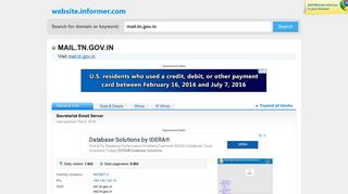 
                            5. mail.tn.gov.in at WI. Secretariat Email Server - Website Informer - Secretariat Email Server Login