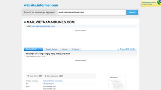 
                            1. mail.vietnamairlines.com at WI. Outlook Web App - Website Informer - Mail Portal Vietnam Airlines