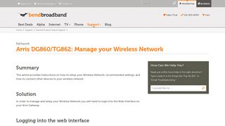 
Manage Arris Wireless Network | BendBroadband  
