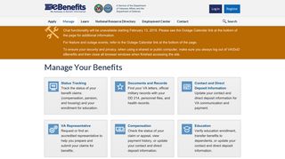 
Manage Benefits - VA/DoD eBenefits  
