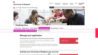 Manage your application - University of Brighton - Brighton Uni Portal
