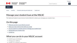 
                            5. Manage your student loan at the NSLSC - Canada.ca - Student Aid Bc Portal