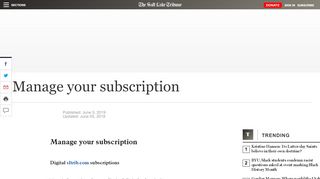 
                            2. Manage your subscription - The Salt Lake Tribune - Salt Lake Tribune Portal