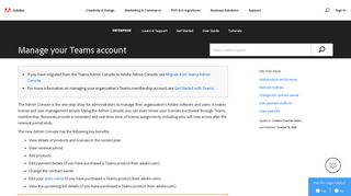 
                            2. Manage your Teams account - Adobe Help Center - Adobe Admin Portal
