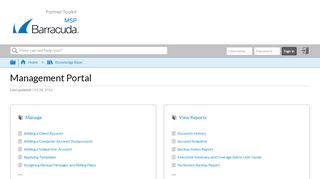 
                            2. Management Portal - Barracuda MSP Partner Toolkit - Intronis Partner Portal