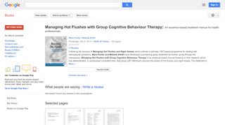 
                            7. Managing Hot Flushes with Group Cognitive Behaviour Therapy: ... - Fertilityfriends Co Uk Portal