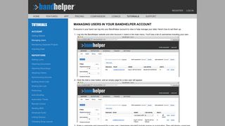Managing Users - BandHelper - Bandhelper Portal