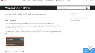 
                            8. Managing your customers - Adobe Support - Adobe Reseller Console Portal