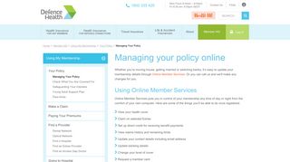
                            8. Managing your policy online - Defence Health - Defence Health Portal