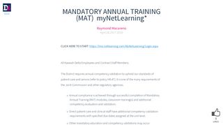 
                            8. MANDATORY ANNUAL TRAINING (MAT) myNetLearning* - Lms Netlearning Login