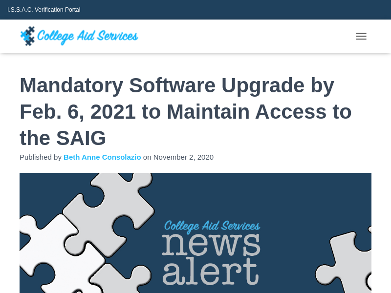 
                            6. Mandatory Software Upgrade to Maintain Access to the SAIG ...