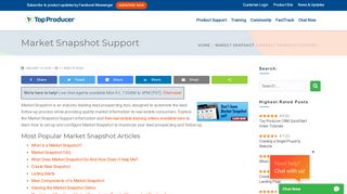 
                            8. Market Snapshot Support – Top Producer Support (Campus) - Top Producer Market Snapshot Portal