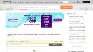 
                            6. Massive Recruitment at Adekunle Ajasin University, Akungba-Akoko ... - Aaua Recruitment Portal