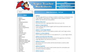 
                            2. Math Worksheets - Super Teacher Worksheets - Superteacherworksheet Portal