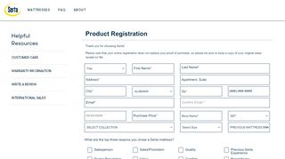 
                            3. Mattress and Warranty Registration | Serta.com - Serta Dealer Portal