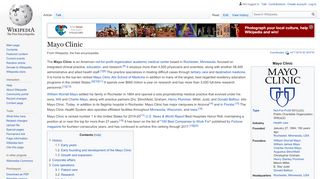 
                            9. Mayo Clinic - Wikipedia - Mayo Clinic Portal For Employees