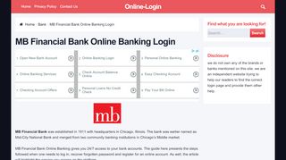 
MB Financial Bank Online Banking Login | Sign In Page

