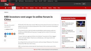 
                            5. MBI investors vent anger in online forum in China | The Star ... - Mbi Malaysia Portal
