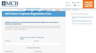 
MCB Direct Corporate Registration Form - MCB Bank  
