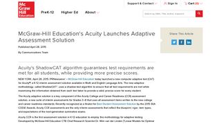 
                            4. McGraw-Hill's Acuity Launches Adaptive Assessment Solution - Acuity Com Mcgraw Hill Portal