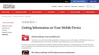 MD Anderson, MyChart Mobile Apps | MD Anderson Cancer ... - Md Anderson Portal Page