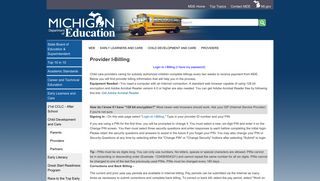 
                            2. MDE - Provider I-Billing - State of Michigan - Childcare Portal