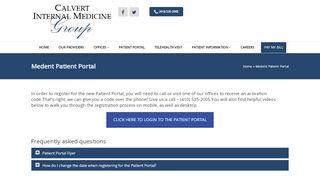 
                            1. Medent Patient Portal - Calvert Internal Medicine Group - Calvert Internal Medicine Portal