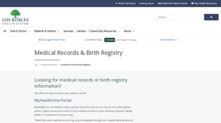 
Medical Records & Birth Registry | Los Robles Regional Medical Center
