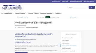 
                            3. Medical Records & Birth Registry | West Hills Hospital - West Hills Hospital Patient Portal
