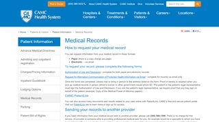 
Medical Records Charleston, West Virginia (WV), Information - CAMC ...
