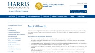 
                            4. Medical Records - Harris Regional Hospital - Harris Regional Patient Portal
