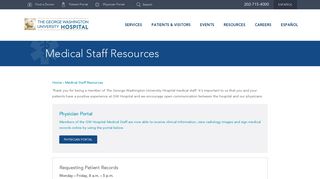 Medical Staff Resources | George Washington University Hospital - Gw Hospital Physician Portal
