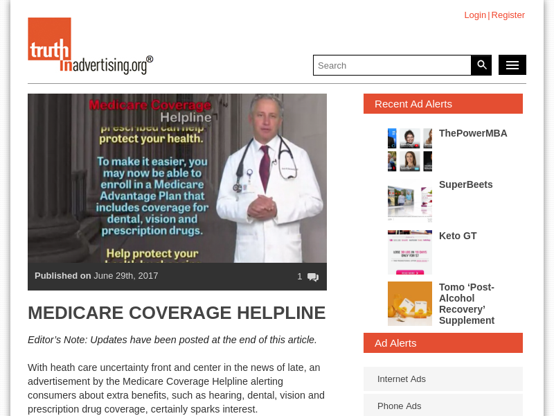 
                            8. Medicare Coverage Helpline | Truth In Advertising