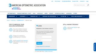 
                            9. Member Login - American Optometric Association - Affiliate Academics Portal