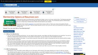 
                            5. Membership Options for Resumizer Free Resume Creator - Resumizer Portal