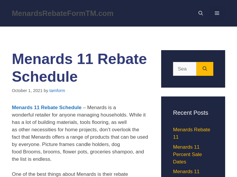 
                            8. Menards 11 Rebate Schedule | MenardsRebateFormTM.com