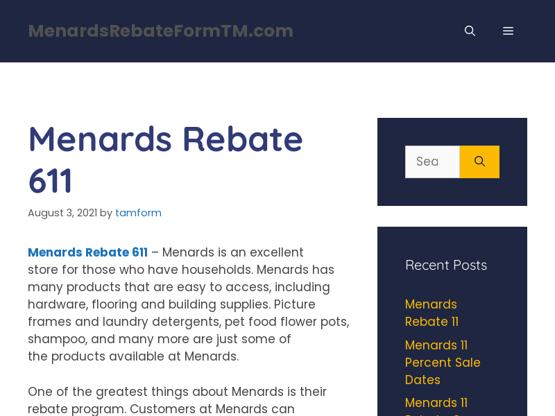 
                            7. Menards Rebate 611 | MenardsRebateFormTM.com