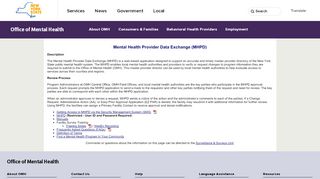 
                            4. Mental Health Provider Data Exchange (MHPD) Home Page - Cairs Omh Portal