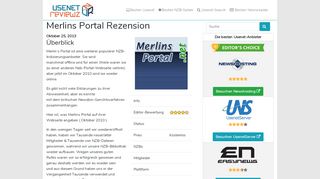 
                            1. Merlins Portal Rezension - Usenet Rezensionen - Merlins Portal Rezension