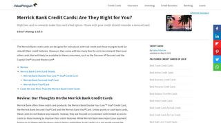 
Merrick Bank Credit Cards: Are They Right for You? | Credit ...  
