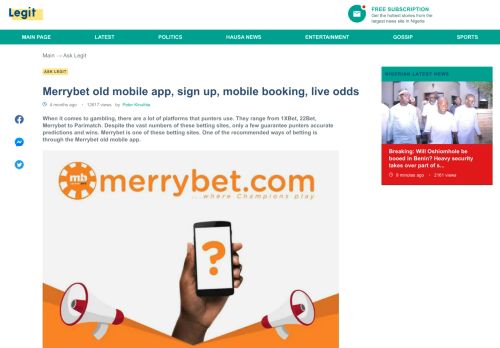 
                            6. Merrybet old mobile app, sign up, mobile booking, live odds ... - Merrybet Old Mobile Login