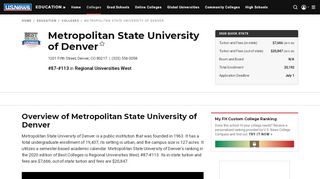 
                            8. Metropolitan State University of Denver - Profile, Rankings ... - Metro State Connect U Portal