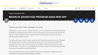 
                            4. Michelin Advantage Program Adds New App - Michelin Advantage Portal
