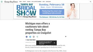 
Michigan man offers a cautionary tale about renting Tampa ...  

