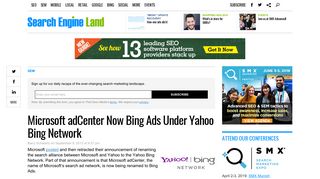 
Microsoft adCenter Now Bing Ads Under Yahoo Bing Network ...  
