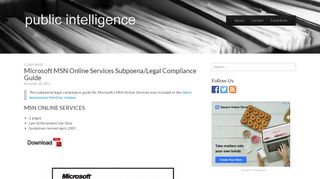 
                            5. Microsoft MSN Online Services Subpoena/Legal Compliance Guide ... - Microsoft Law Enforcement Portal